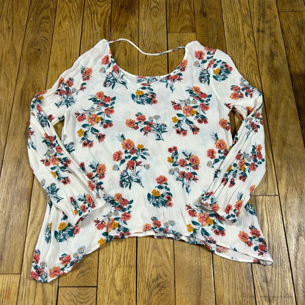 Pink Republic Womens Floral Print Long Sleeve Casual Tunic Top Blouse Shirt M‎